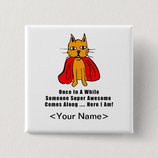 Super Phantastische Orangenkatze mit rotem Kaps Button (Vorderseite)