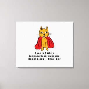 Super Phantastische Orangenkatze mit rotem Kaps Leinwanddruck