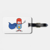 Super Pill Cartoon Hero Character Gepäckanhänger (Rückseite horizontal)