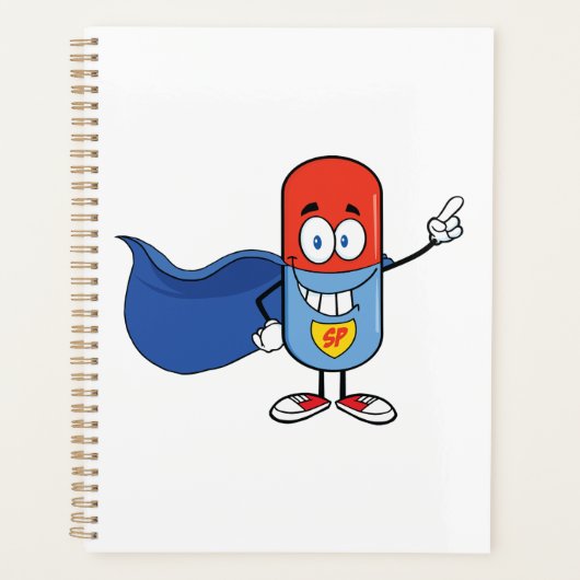 Super Pill Cartoon Hero Character Planer (Vorderseite)