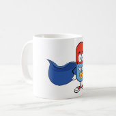 Super-Pille Cartoon-Held Charakter Kaffeetasse (Vorderseite Links)