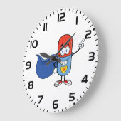 Super-Pillen-Comic-Held Charakter Große Wanduhr (Winkel)