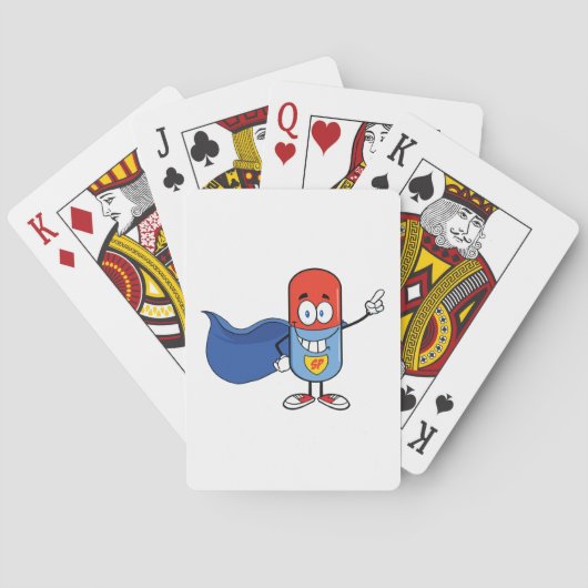 Super-Pillen-Comic-Held Charakter Spielkarten (Rückseite)