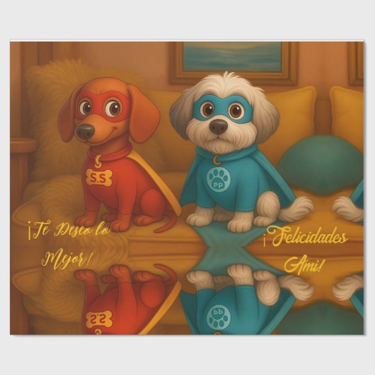 🐾 Super Pinis en Acción – Papel de Regalo Geschenkpapier (Flach)