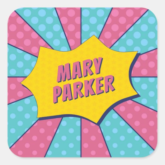 SUPER (PINK) QUADRATISCHER AUFKLEBER (Vorderseite)