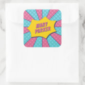 SUPER (PINK) QUADRATISCHER AUFKLEBER (Tasche)