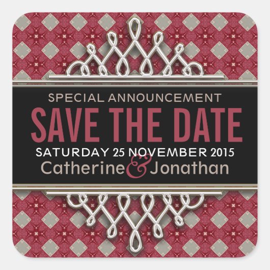 Super Pinky Gold Diamonds Save the Date Aufkleber (Vorderseite)