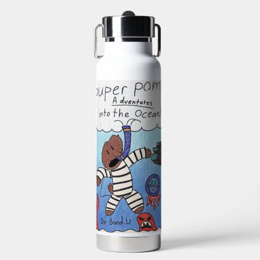 Super Pom in die Wasserflasche des Ozeans Trinkflasche (Vorderseite)
