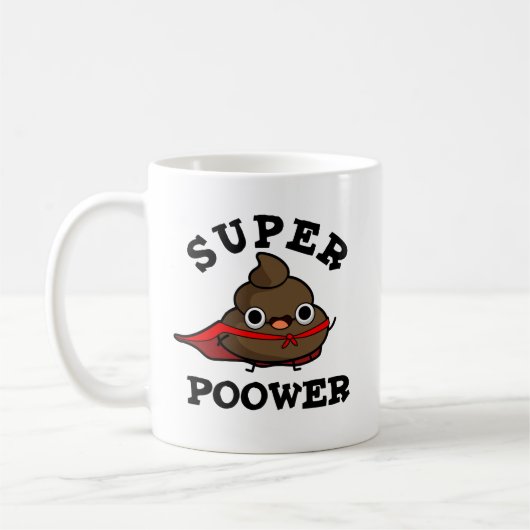 Super Poower Funny Super Hero Kack Pun Kaffeetasse (Links)