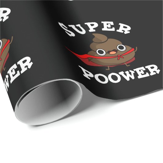 Super Poower Funny Super Hero Kackte Pun Dark BG Geschenkpapier (Rolleneckpunkt)