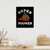Super Poower Funny Super Hero Kackte Pun Dark BG Poster (Küche)