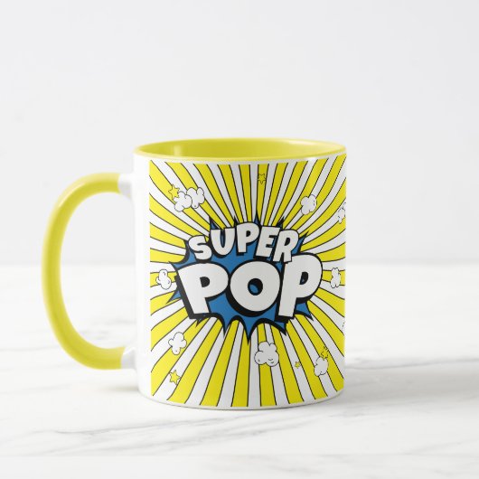 SUPER POP! Comic Book Pop Art Popcorn Pun Tasse (Links)
