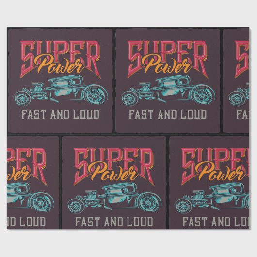Super Power Frisierte Auto Geschenkpapier (Flach)