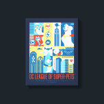 Super Powered Pack Art Deco Metropolis Leinwanddruck<br><div class="desc">DC Liga der Super-Pets | Karo aus dieser Art Deco Collage Grafik der Metropolis und der Super-Pets!</div>