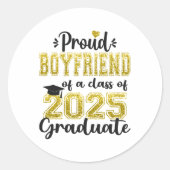Super Proud Boyfriend of 2025 Graduate Abschluss Runder Aufkleber (Vorderseite)