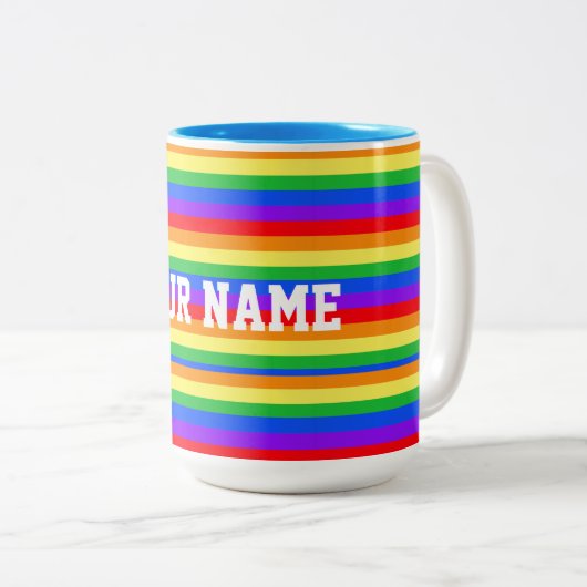Super Rainbow Individuelle Name Zweifarbige Tasse (VorderseiteRechts)