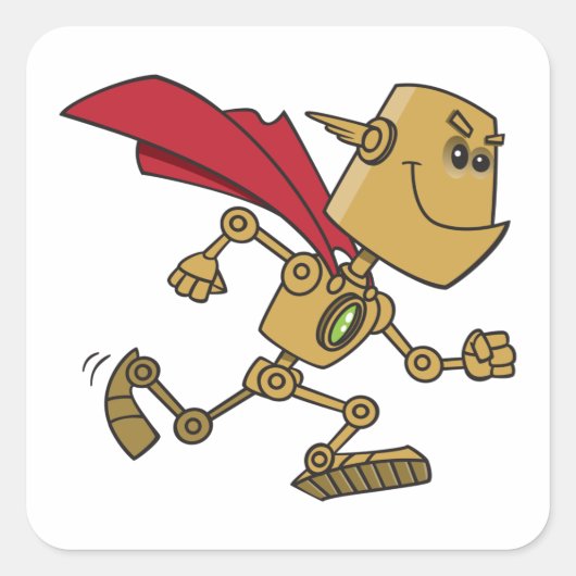 Super Robot Quadratischer Aufkleber (Vorderseite)
