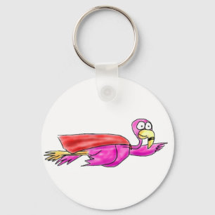 Super rosa Flamingo Fyling Kap-wunderliche Kunst Schlüsselanhänger