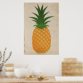 Super rustikales Ananas Grafisches altes Papier Poster (Küche)