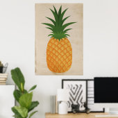 Super rustikales Ananas Grafisches altes Papier Poster (Heimbüro)