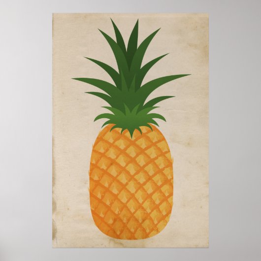 Super rustikales Ananas Grafisches altes Papier Poster (Vorne)