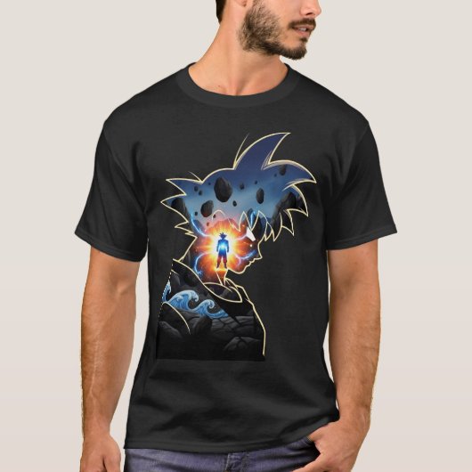 Super Saiyan Blue Goku Silhouette Aura T-Shirt (Vorderseite)