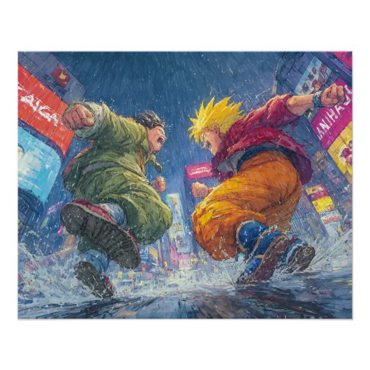 Super Saiyan Goku Epic Rain Fight Poster (Vorderseite)