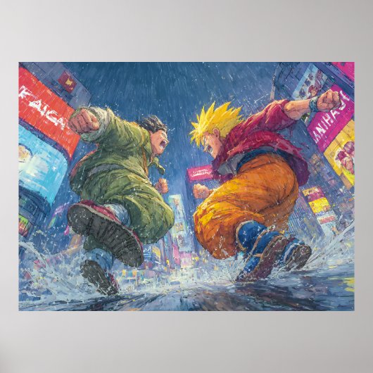 Super Saiyan Goku Epic Rain Fight Poster (Vorne)