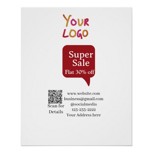 super sale business discount scan QR code details  Poster (Vorderseite)