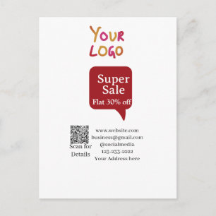 Super Sale Geschäft Rabatt Scan QR-Code Details Postkarte