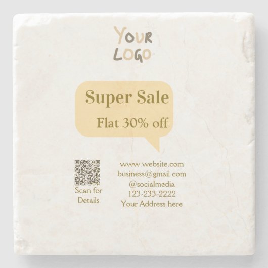 Super Sale Geschäft Rabatt Scan QR-Code Details Steinuntersetzer (Vorderseite)