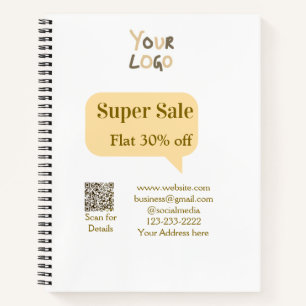 Super-Sale-Geschäftsrabatt QR-Code-Details scannen Notizblock