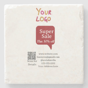 Super-Sale-Geschäftsrabatt QR-Code-Details scannen Steinuntersetzer