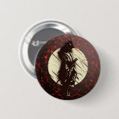 Super Samurai Warrior Silhouette Design Button (Vorne & Hinten)