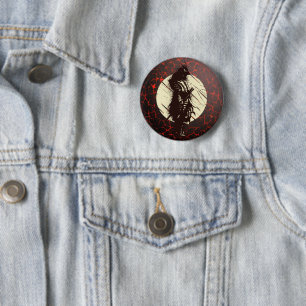 Super Samurai Warrior Silhouette Design Button