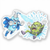 Super Sanitizer vs. Germ Monster Aufkleber (Vorderseite)