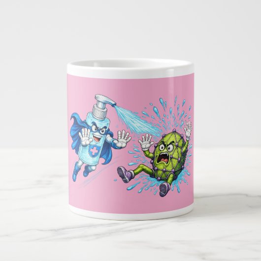 Super Sanitizer vs. Germ Monster Jumbo-Tasse (Vorderseite)