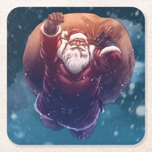 Super Santa Rechteckiger Pappuntersetzer (Vorderseite)