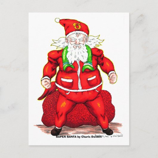 SUPER SANTA von Charis Dondeli Feiertagspostkarte (Vorderseite)