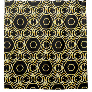 Super Schöne nahtlose Blume in Schwarz und Gold Duschvorhang