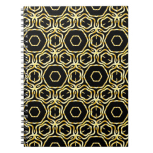 Super Schöne nahtlose Blume in Schwarz und Gold Notizblock