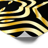 Super Schöne nahtlose Blume in Schwarz und Gold Poster (Ecke)