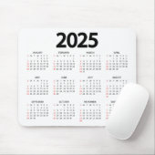 Super Simple 2025 White Background Calendar Mousepad (Mit Mouse)