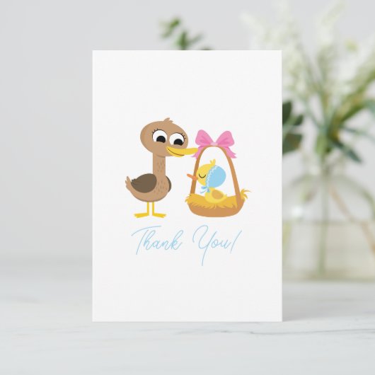 Super Simple | 5 Little Ducks Boy Baby Shower Dankeskarte (Stehend Vorderseite)