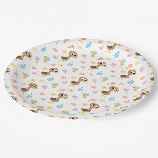 Super Simple | 5 Little Ducks Boy Baby Shower Pappteller (Schrägansicht)