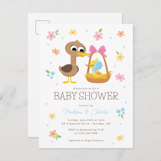 Super Simple | 5 Little Ducks Boy Baby Shower Postkarte (Vorne/Hinten)