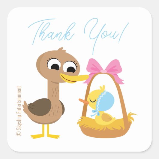Super Simple | 5 Little Ducks Boy Baby Shower Quadratischer Aufkleber (Vorderseite)