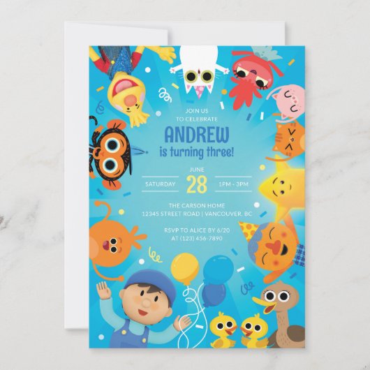 Super Simple Character Confetti Birthday Einladung (Vorderseite)