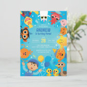 Super Simple Character Confetti Birthday Einladung (Stehend Vorderseite)