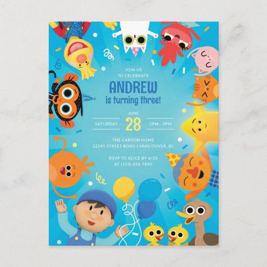 Super Simple Character Confetti Birthday Postkarte (Vorderseite)